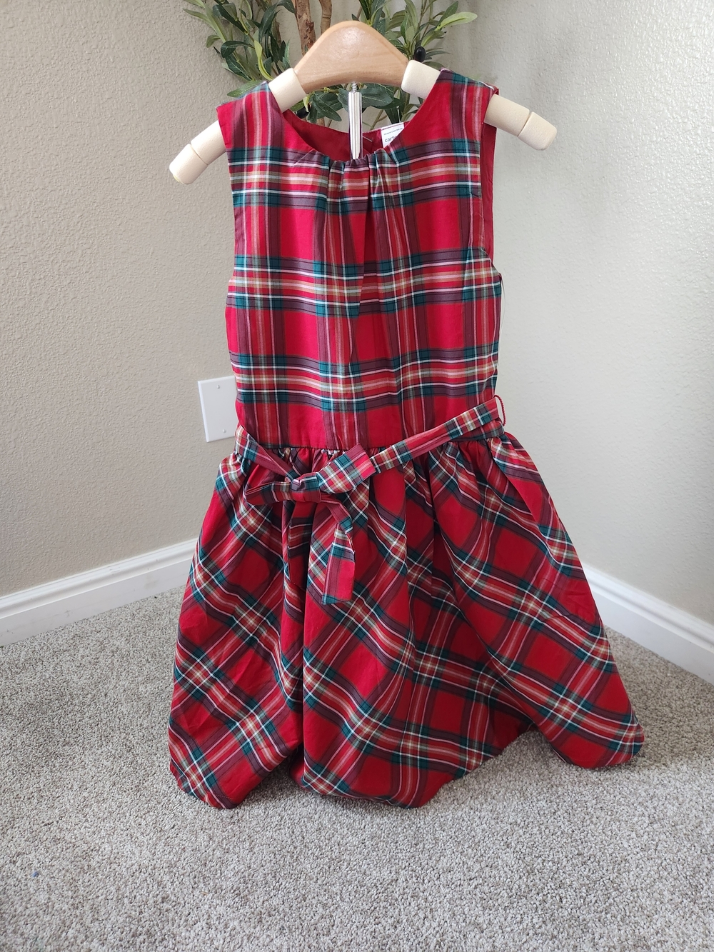 Classic Red Plaid Holiday Dress for Girls